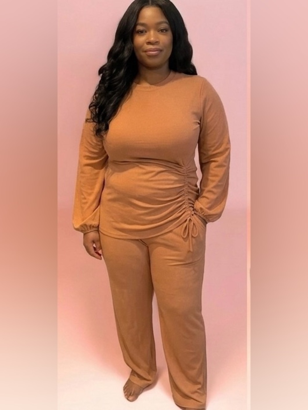 Everyday Ribbed Lounge Set - Camel